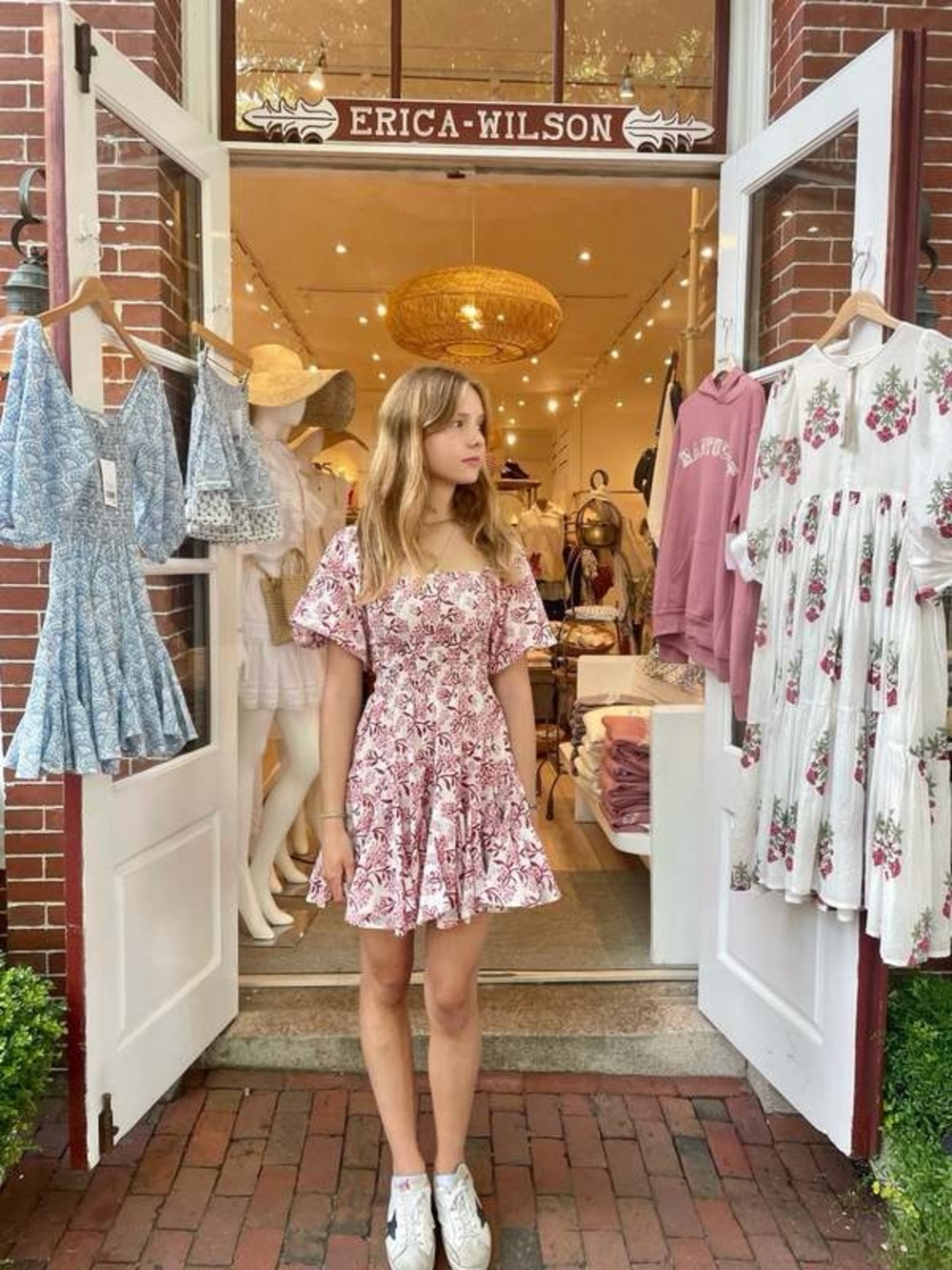 Erica Wilson Fan Fan dress - vine pink